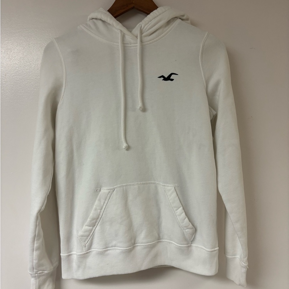 Hollister Women’s Hoodie Sweater white with back logo size small